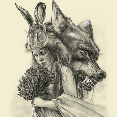 Girl holding a bouquet of carrots.